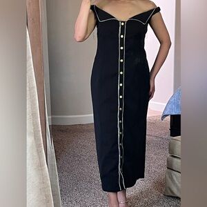 Free people Elegant Black Button-Down Jean Skirt